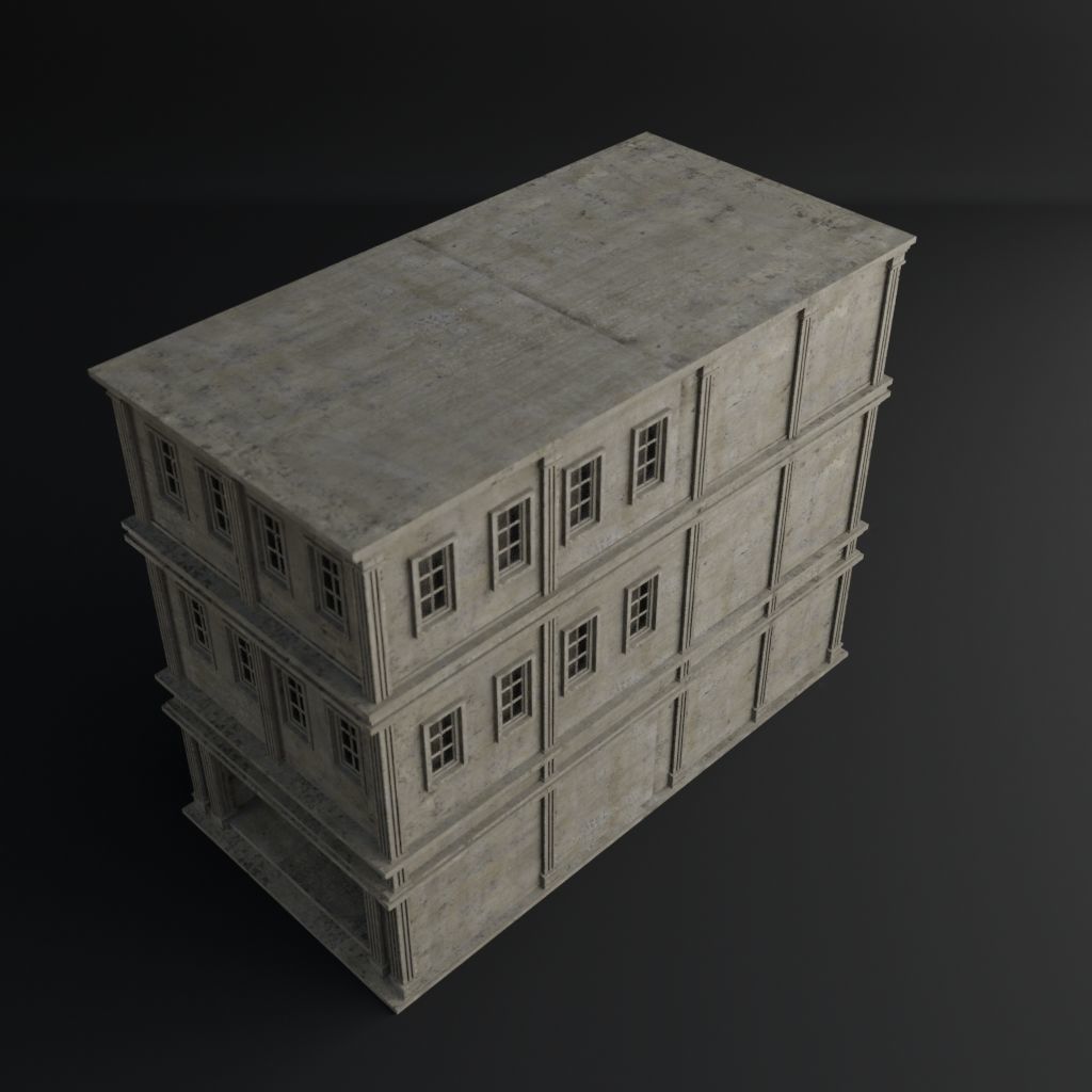OLD RETRO CLASSICAL BUILDING 1 Low-poly 3D model_7
