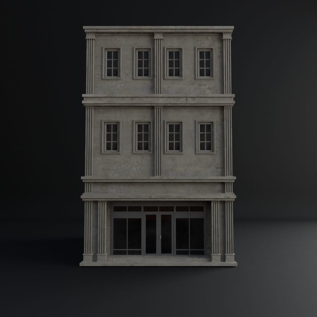 OLD RETRO CLASSICAL BUILDING 1 Low-poly 3D model_2