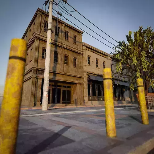 OLD RETRO CLASSICAL BUILDING 1 Low-poly 3D model