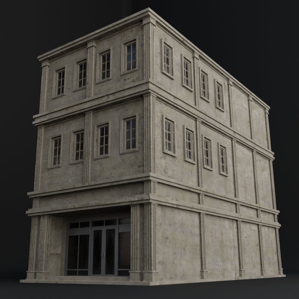 OLD RETRO CLASSICAL BUILDING 1 Low-poly 3D model_6