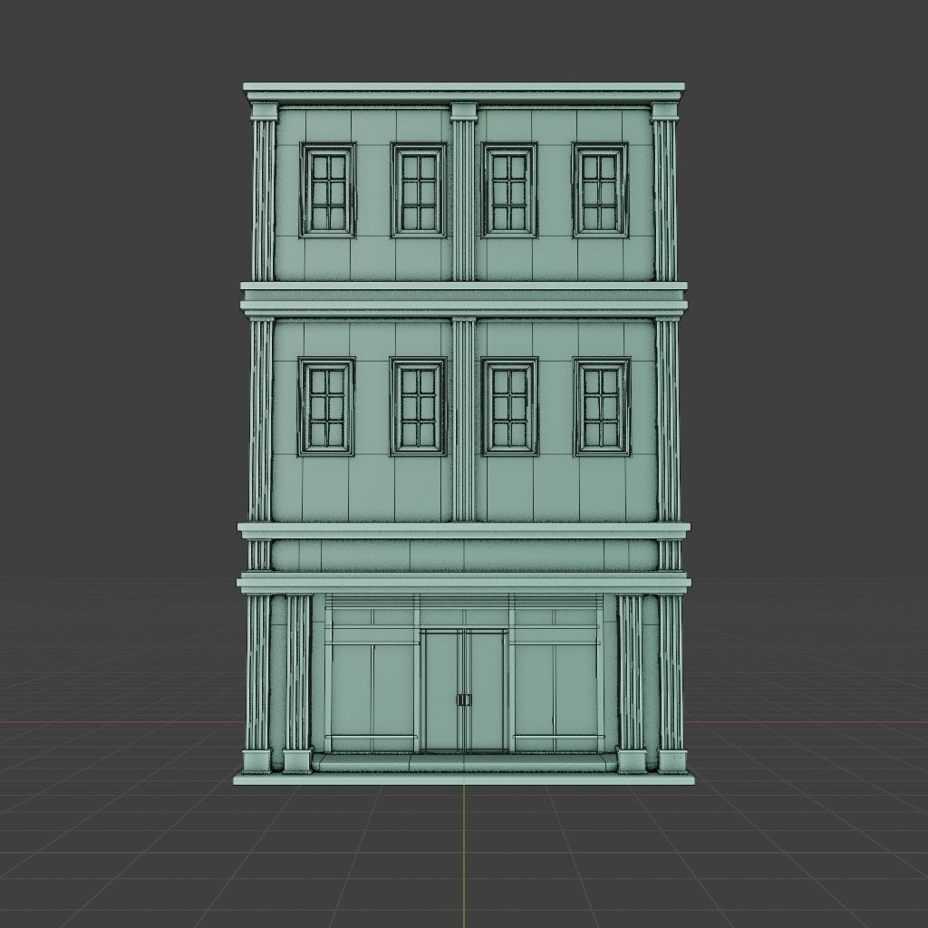 OLD RETRO CLASSICAL BUILDING 1 Low-poly 3D model_11