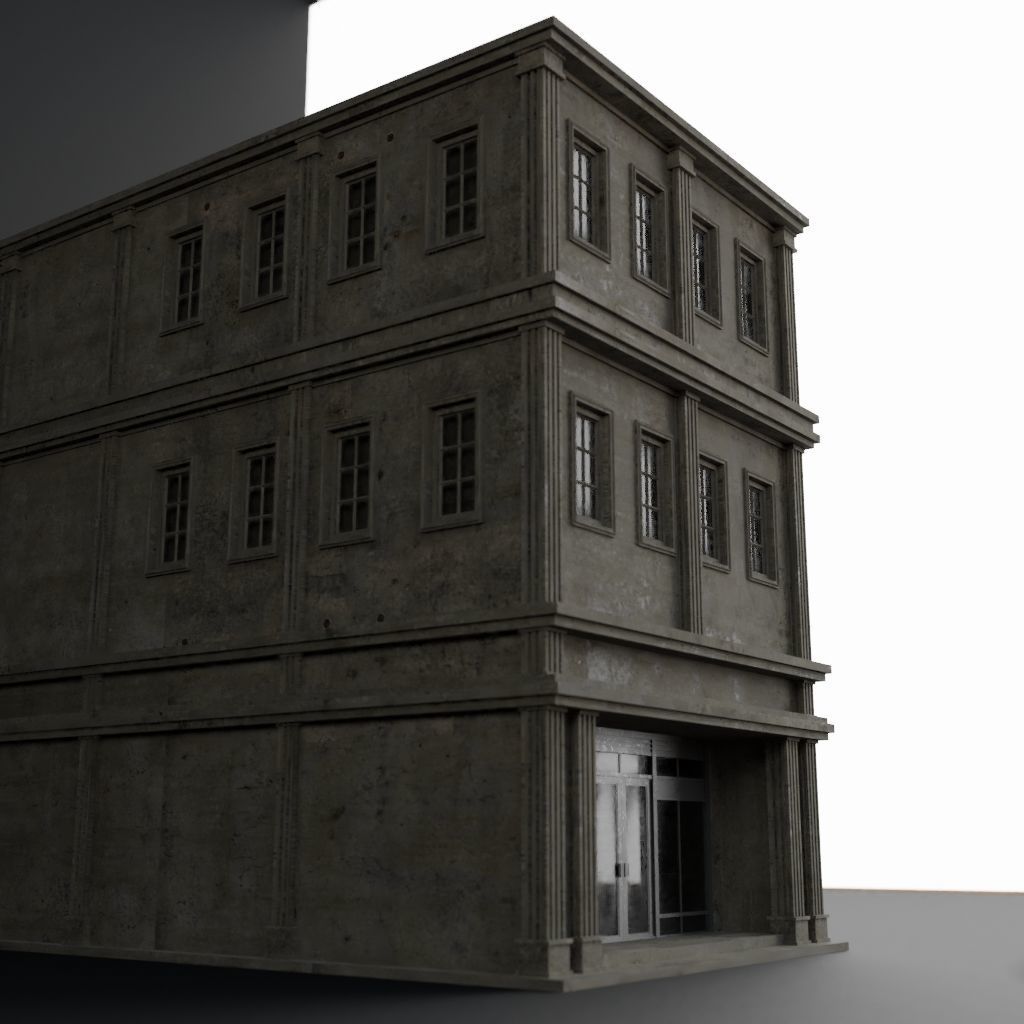 OLD RETRO CLASSICAL BUILDING 1 Low-poly 3D model_5