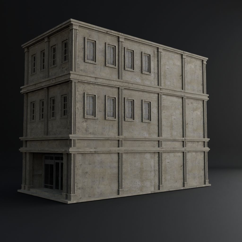 OLD RETRO CLASSICAL BUILDING 1 Low-poly 3D model_3