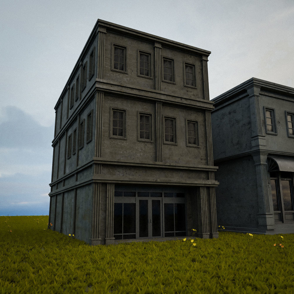 OLD RETRO CLASSICAL BUILDING 1 Low-poly 3D model_8