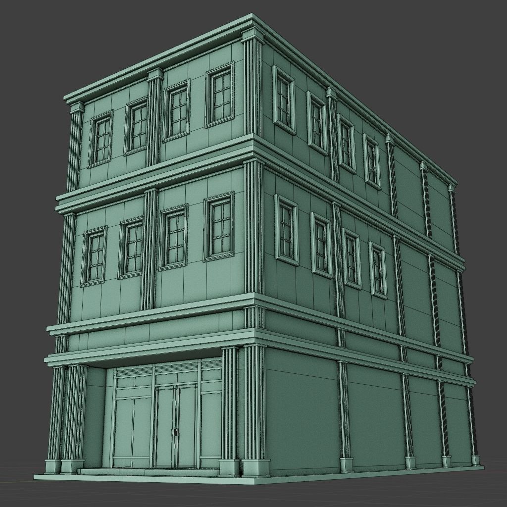 OLD RETRO CLASSICAL BUILDING 1 Low-poly 3D model_10
