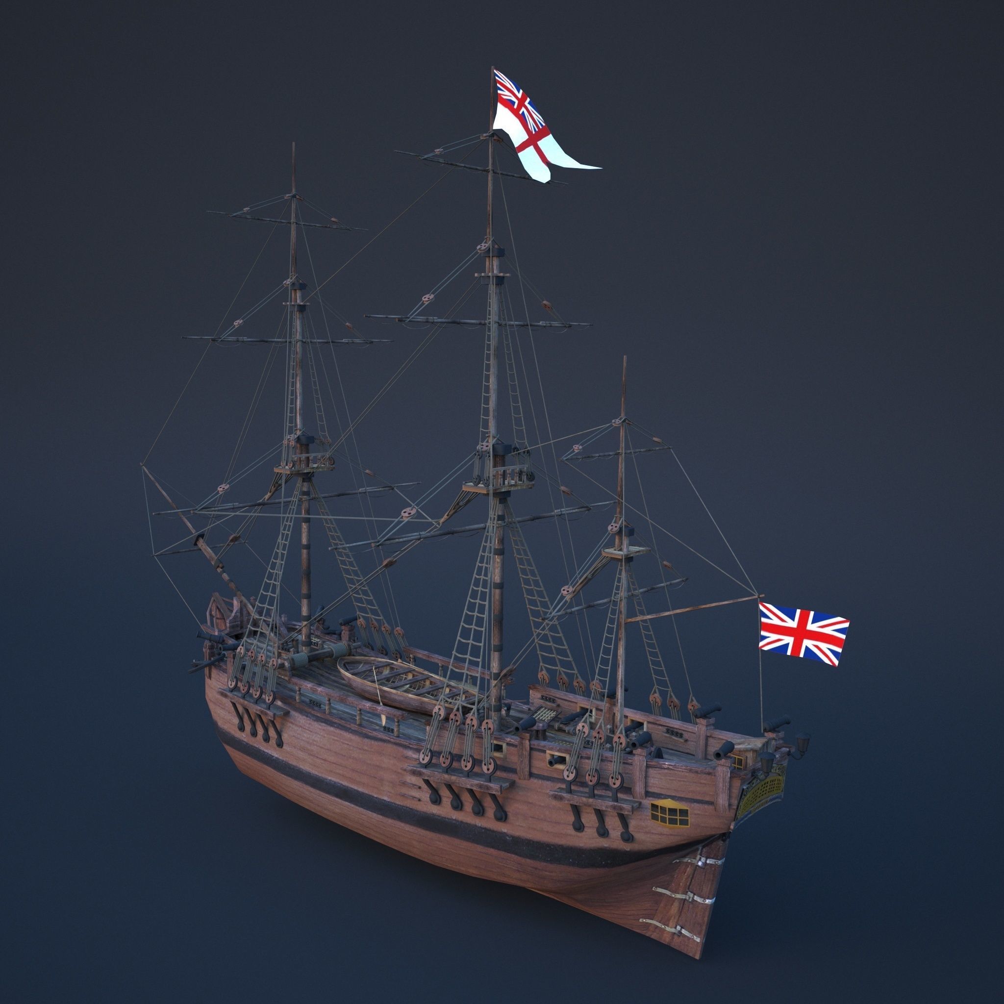 Ship Bounty Low-poly 3D model_3
