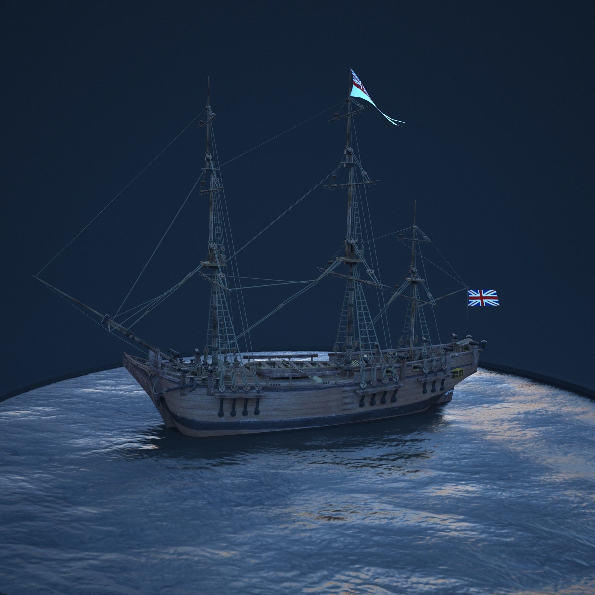 Ship Bounty Low-poly 3D model_7