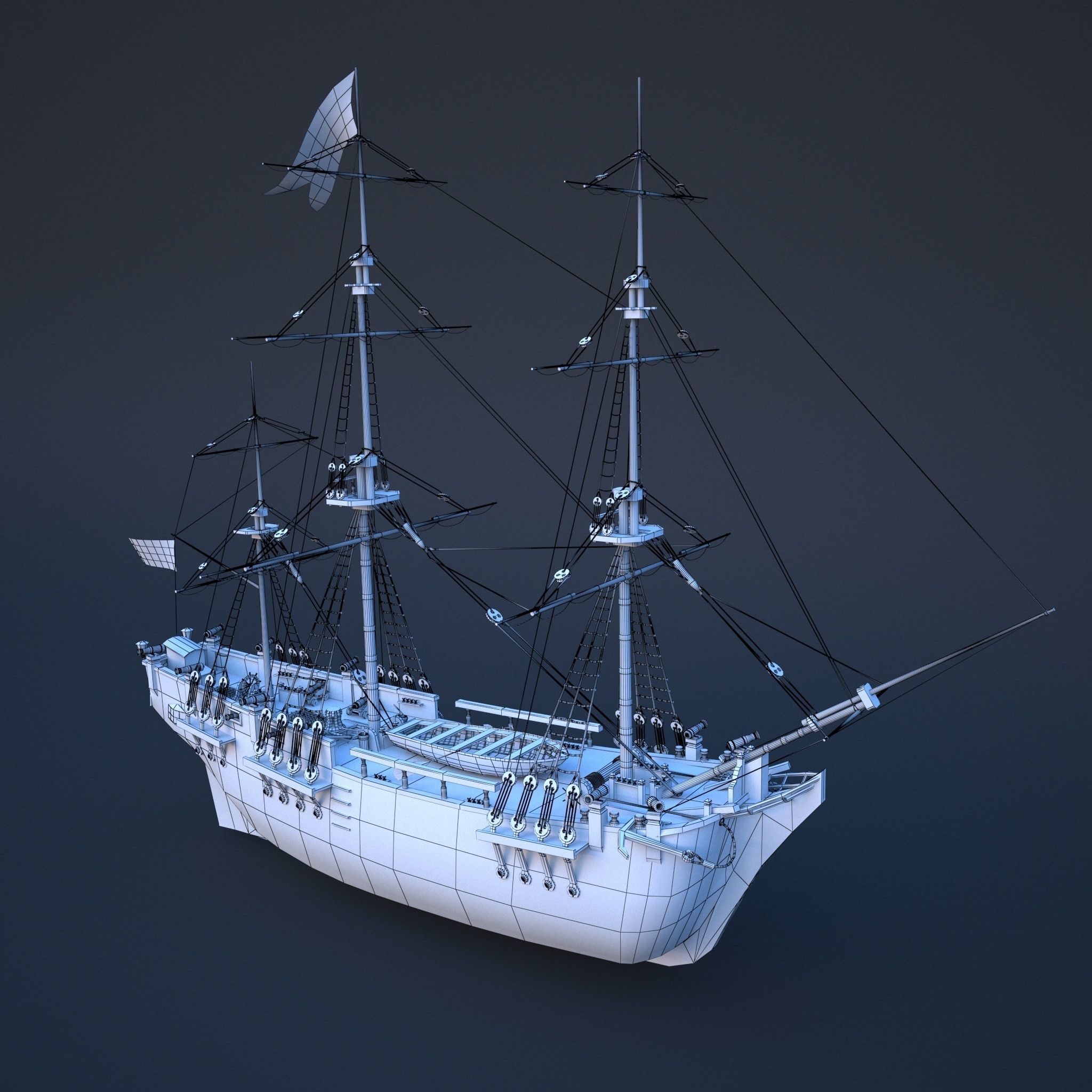 Ship Bounty Low-poly 3D model_9