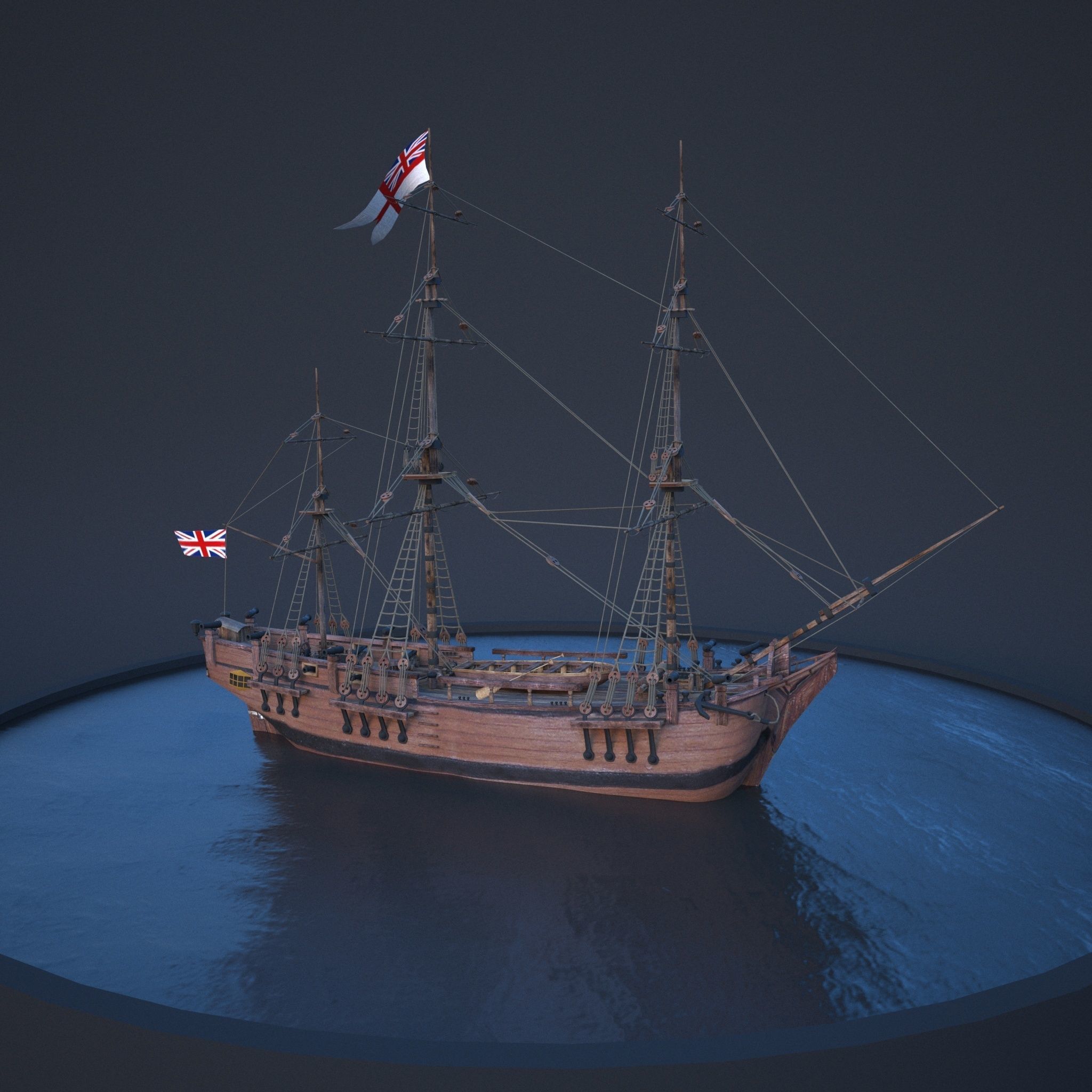 Ship Bounty Low-poly 3D model_8