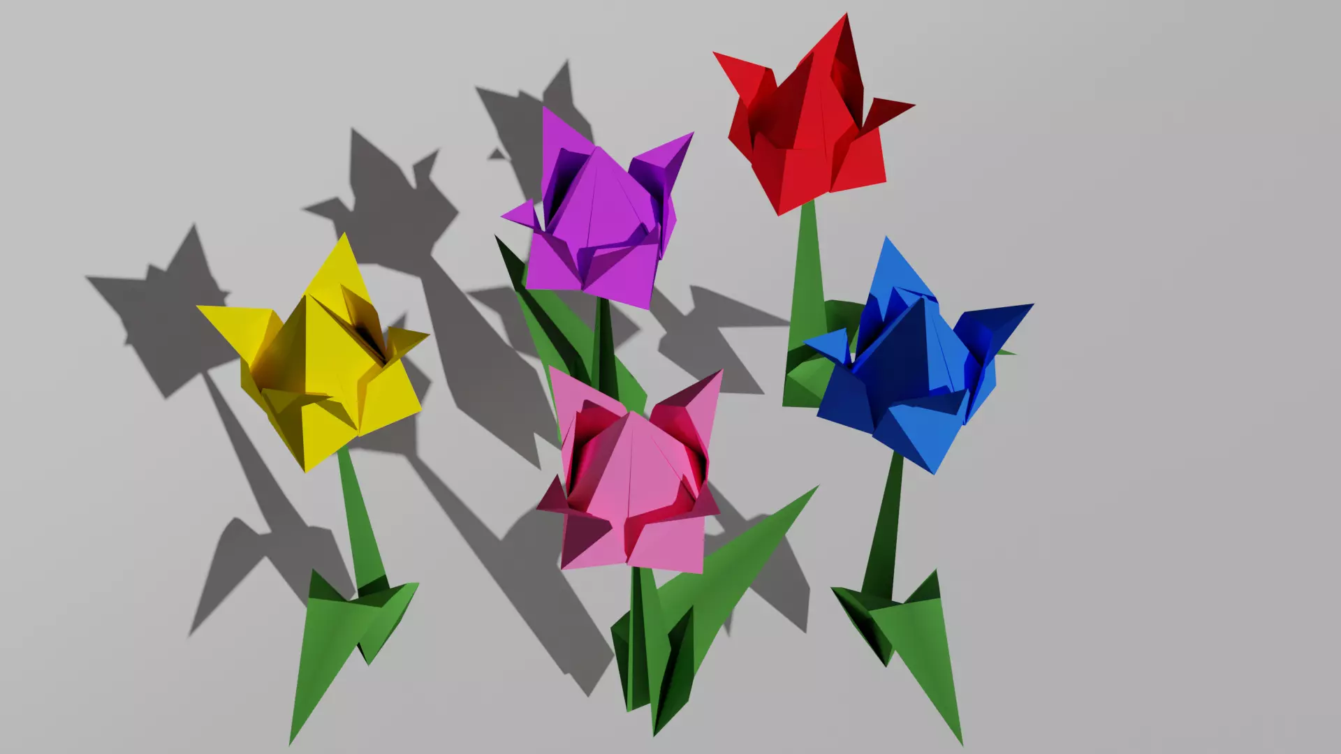 Origami Tulip Low-poly 3D model_0