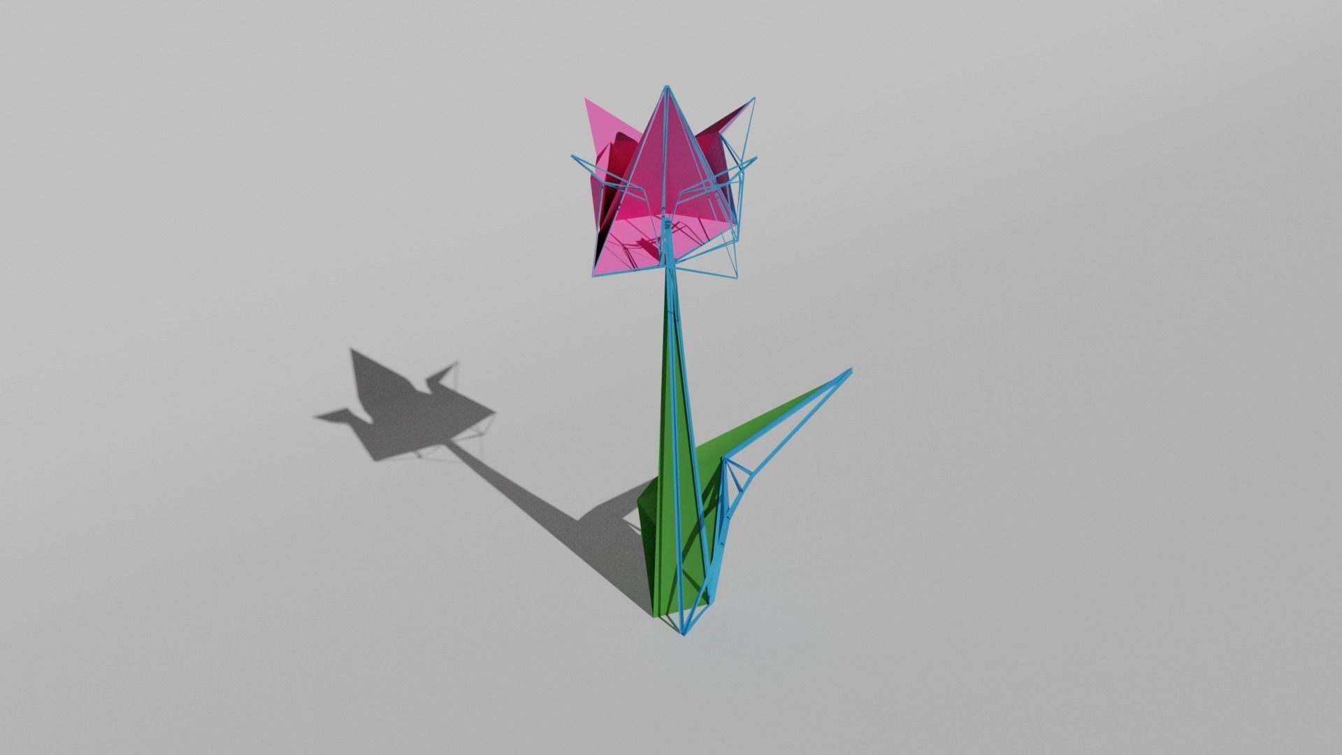 Origami Tulip Low-poly 3D model_7