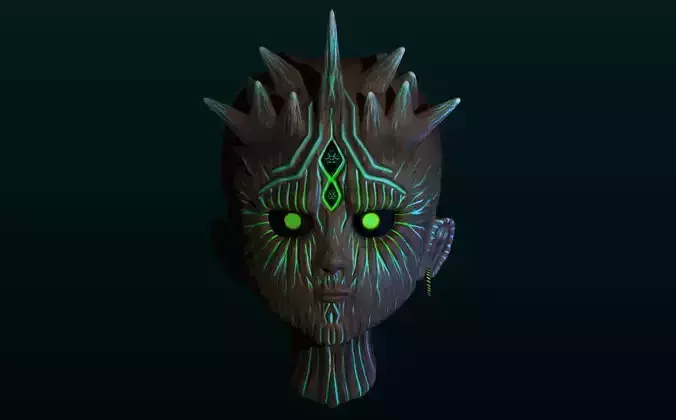 Monster tree head with glowing eyes