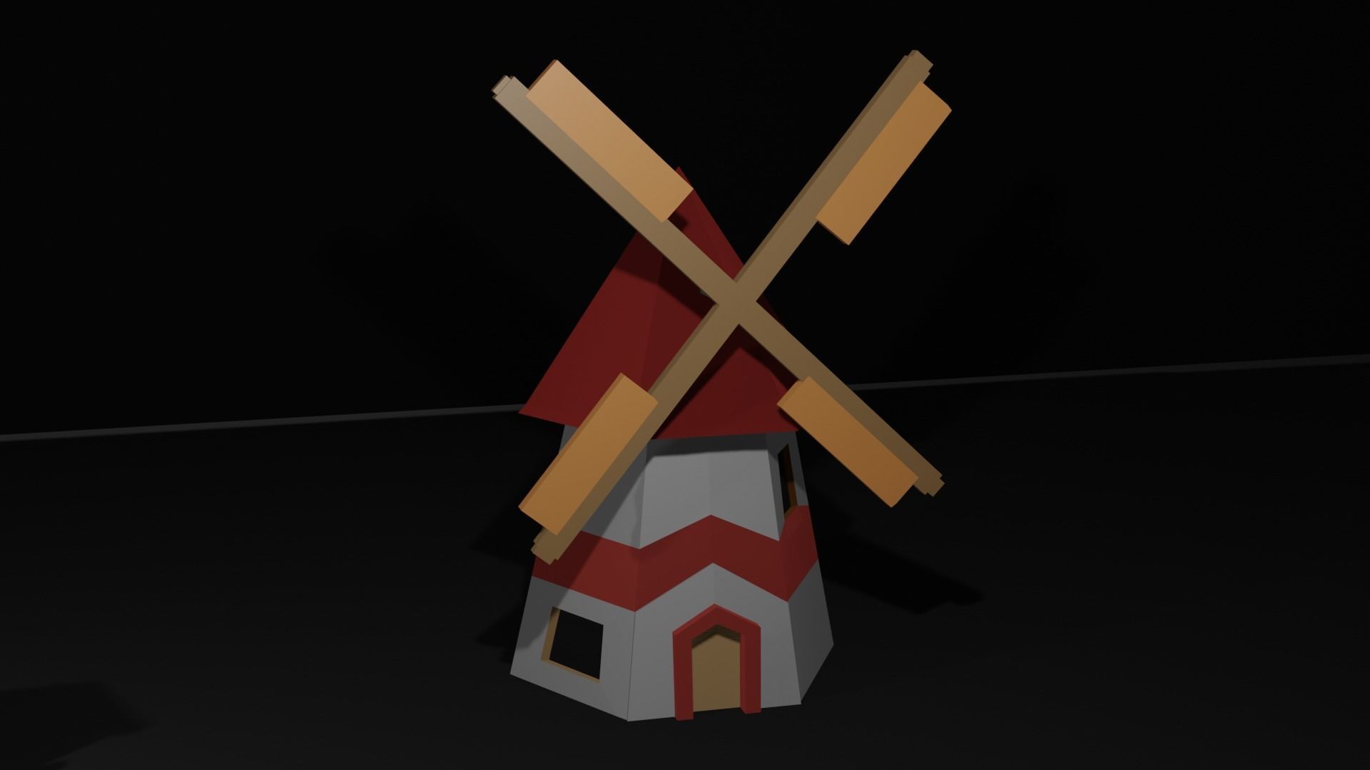 Mill And pasture Low-poly 3D model_3