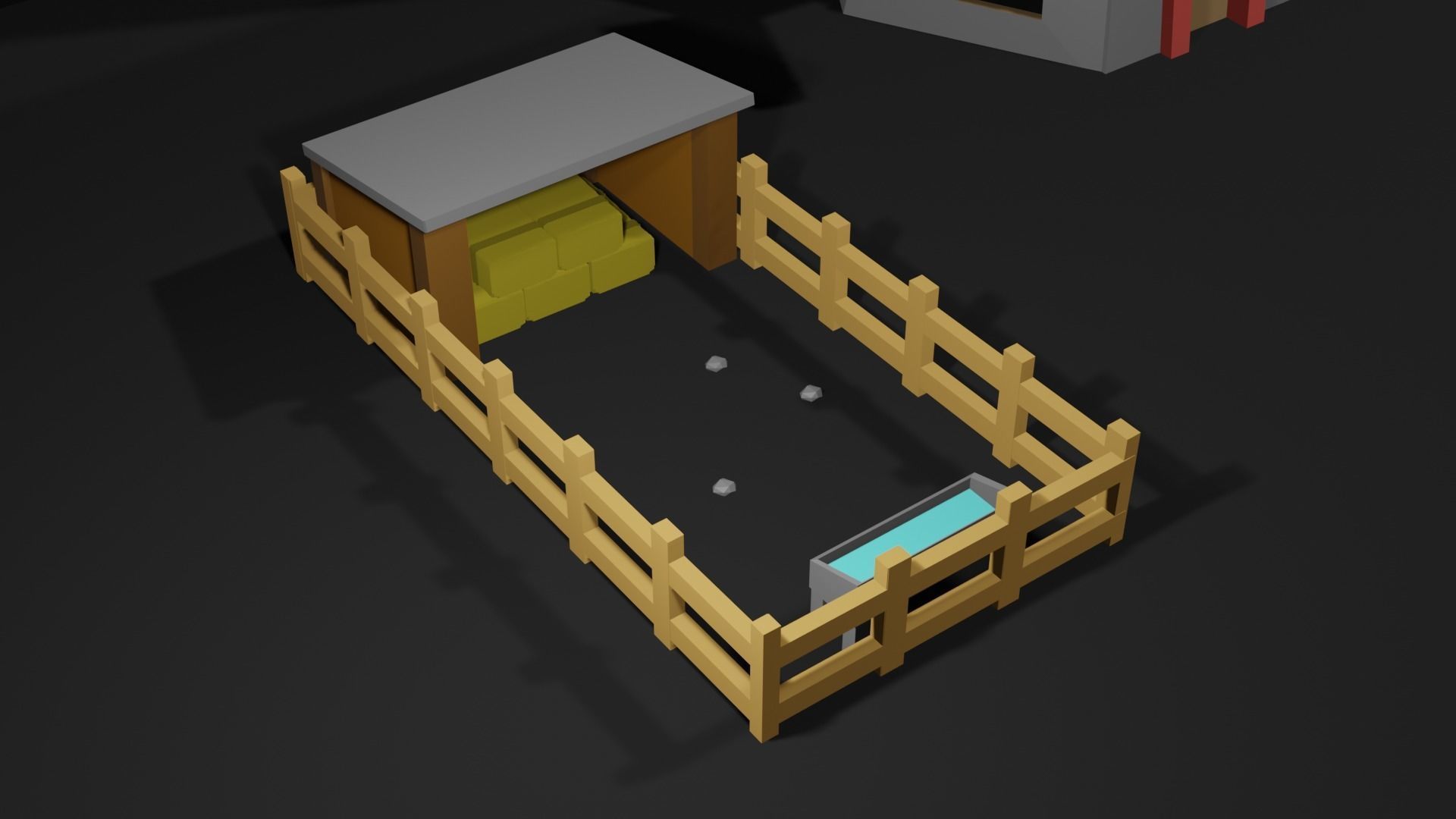 Mill And pasture Low-poly 3D model_2