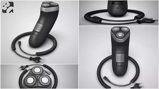 Electric Shaver With Charging Cable | 3D model - 3D model önizlemesi