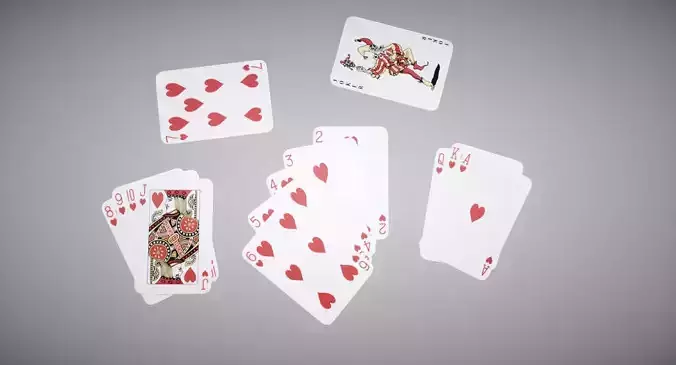 Cards set of playing Low-poly 3D model