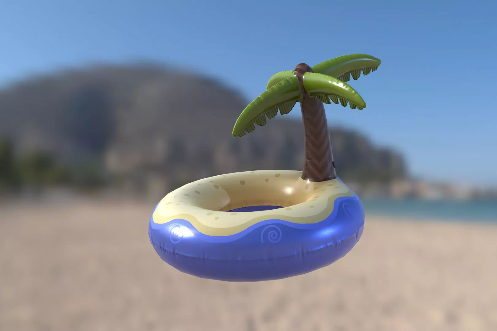 Inflatable water or pool toy Island Low-poly 3D model_0