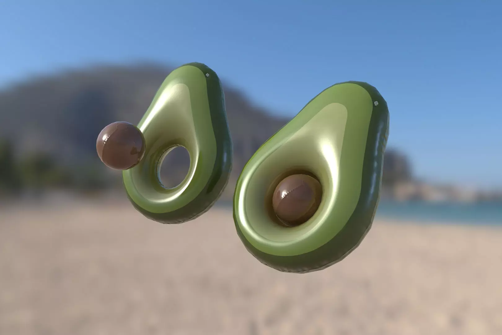 Inflatable water or pool toy Avocado Low-poly 3D model_0