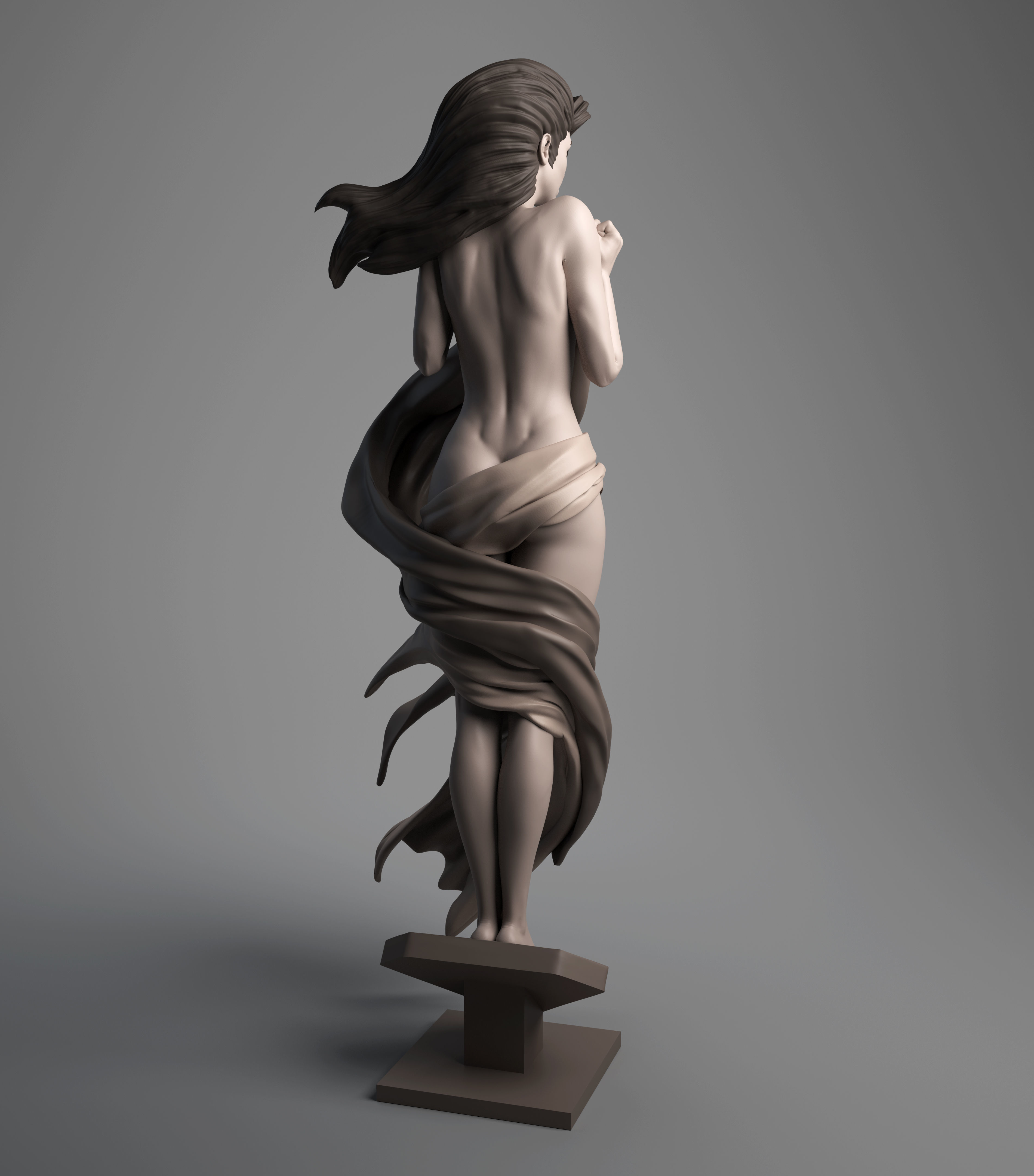 Supergirl statue of woman wearing dress 3D print model_1