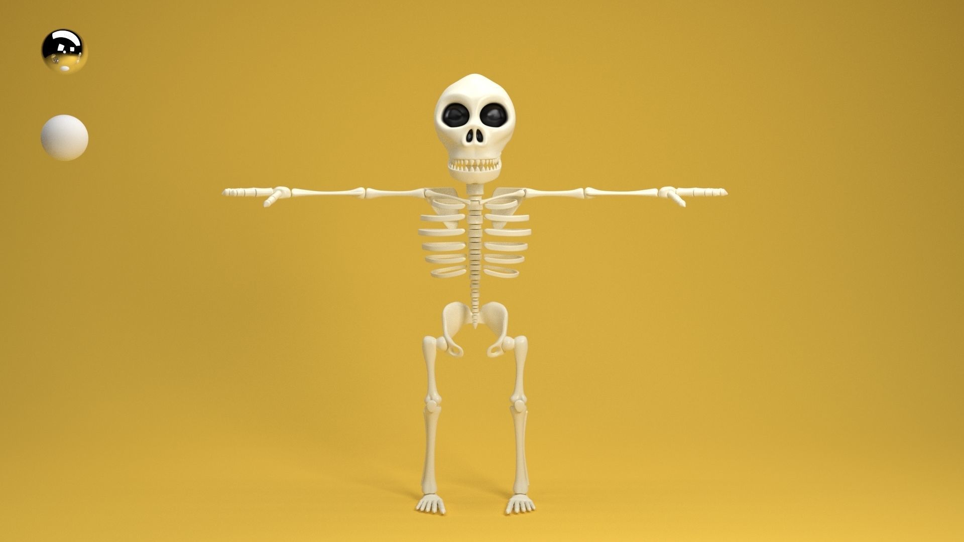 Cartoon skeleton 3D model_2