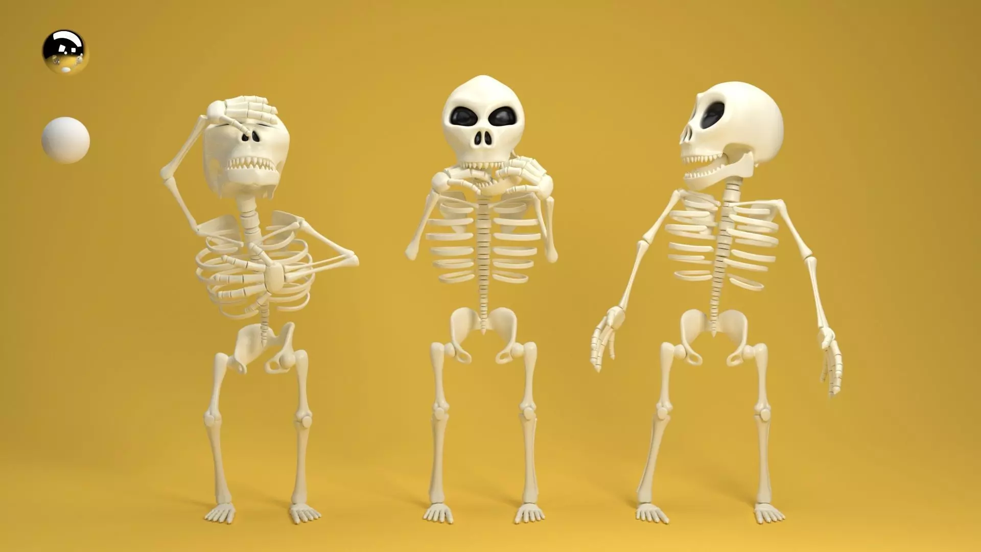 Cartoon skeleton 3D model_0