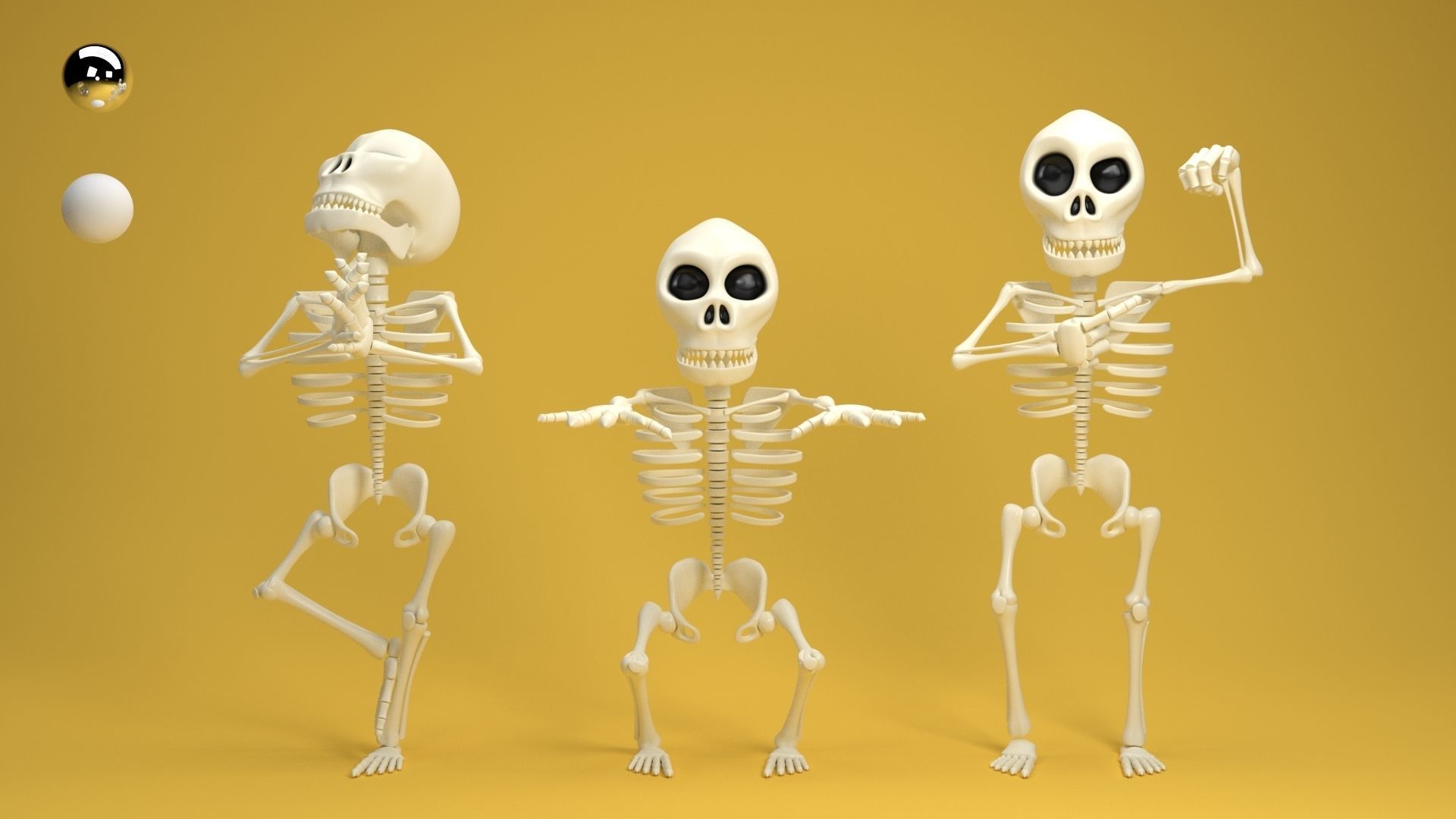Cartoon skeleton 3D model_1