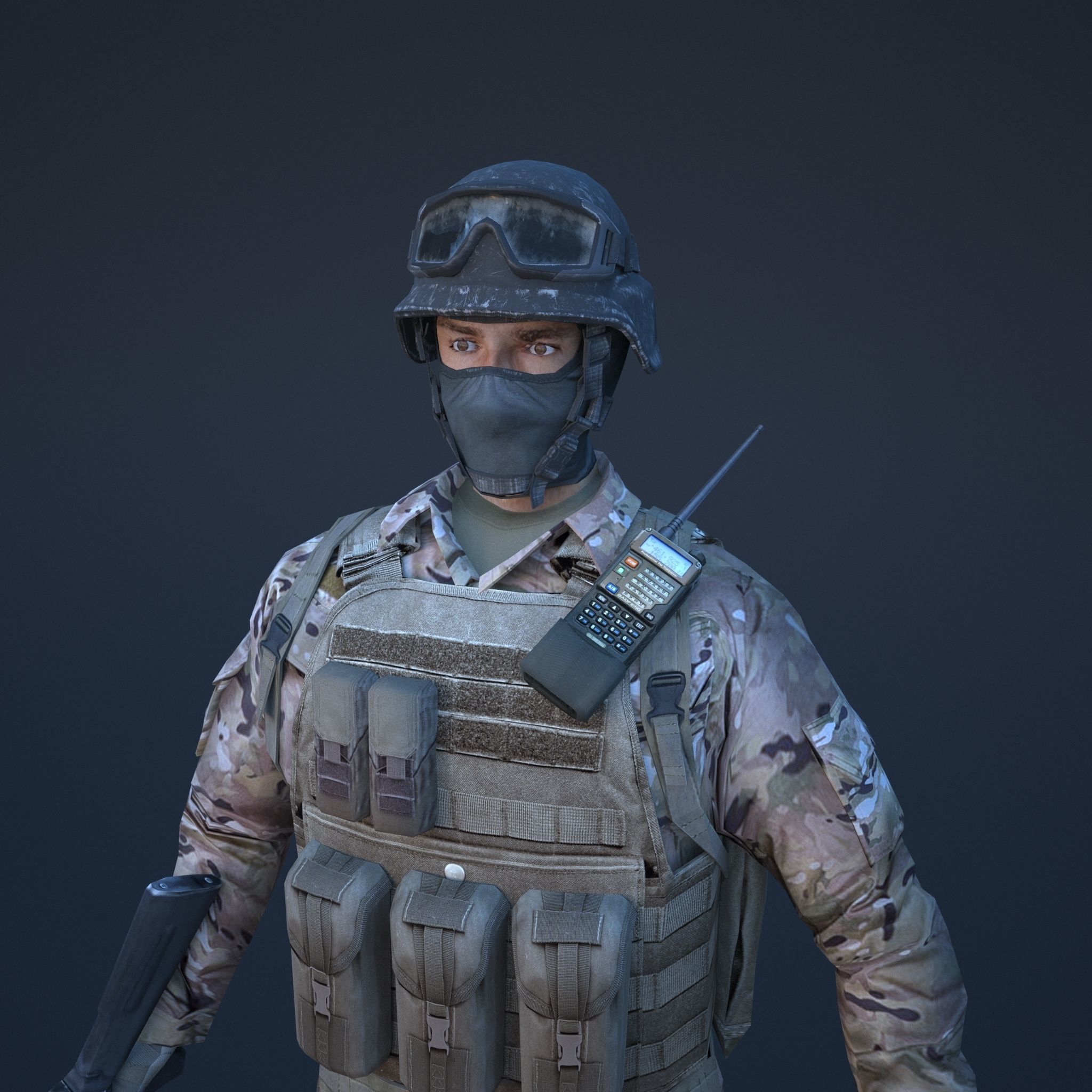 Soldier in camouflage Low-poly 3D model_2