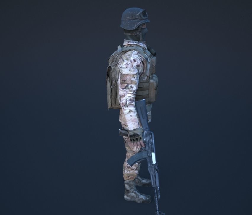 Soldier in camouflage Low-poly 3D model_49