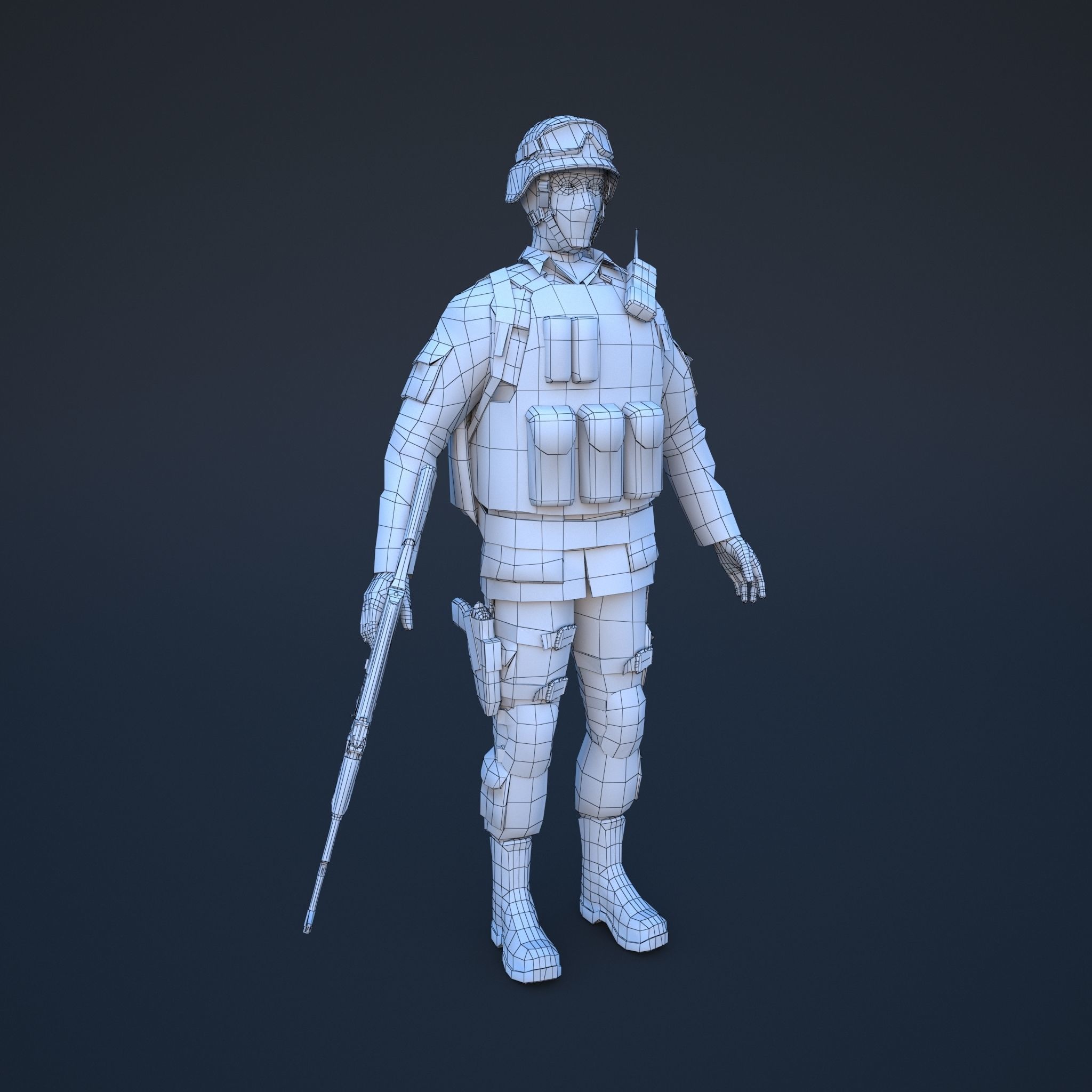 Soldier in camouflage Low-poly 3D model_17
