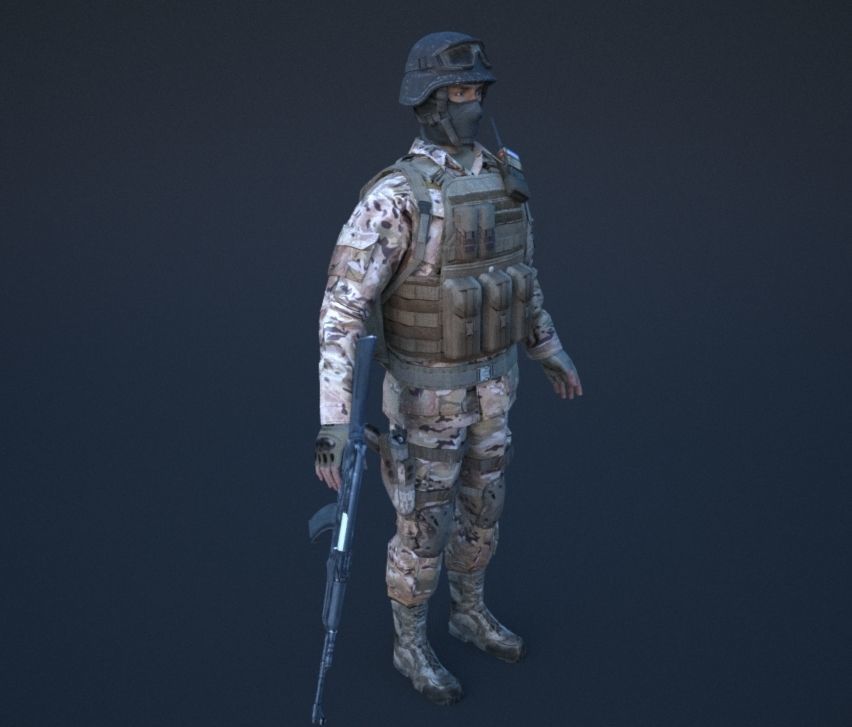 Soldier in camouflage Low-poly 3D model_53