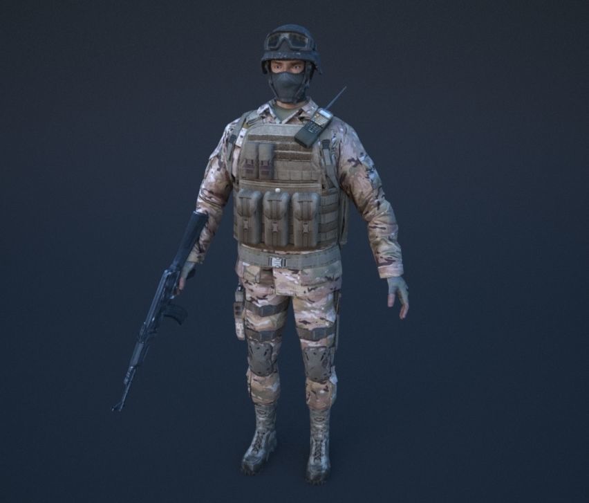 Soldier in camouflage Low-poly 3D model_23