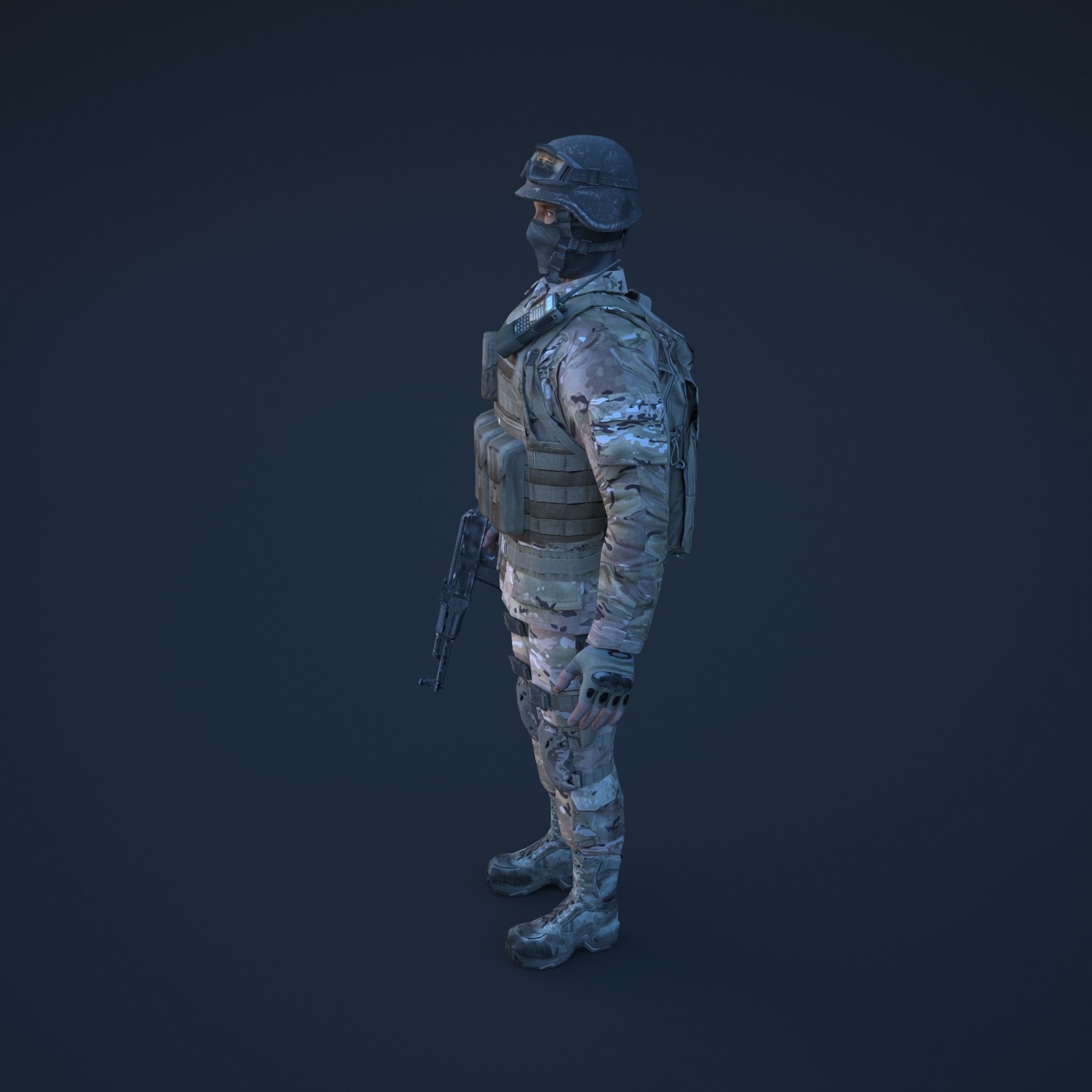 Soldier in camouflage Low-poly 3D model_7