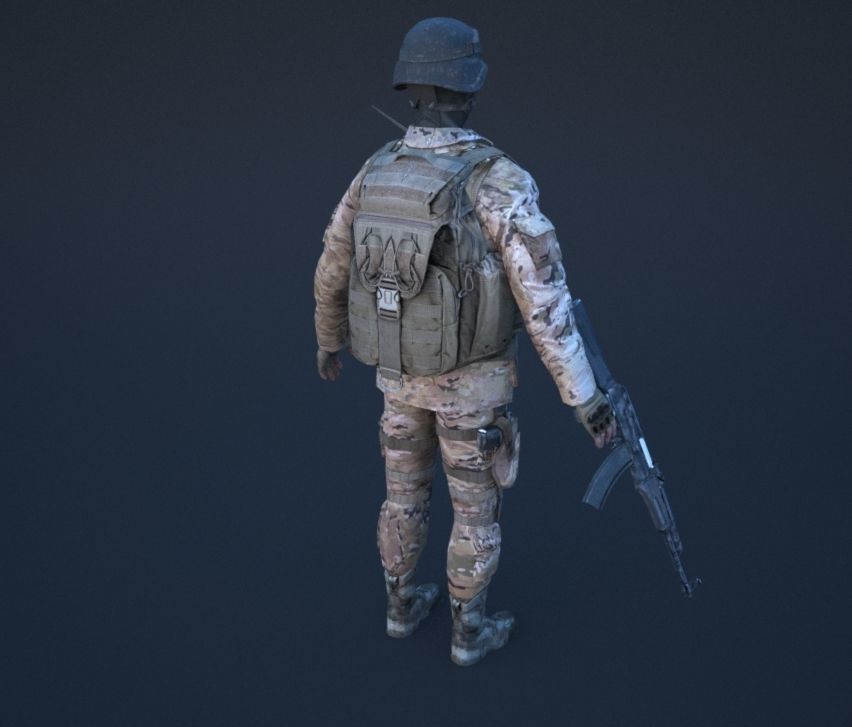 Soldier in camouflage Low-poly 3D model_43