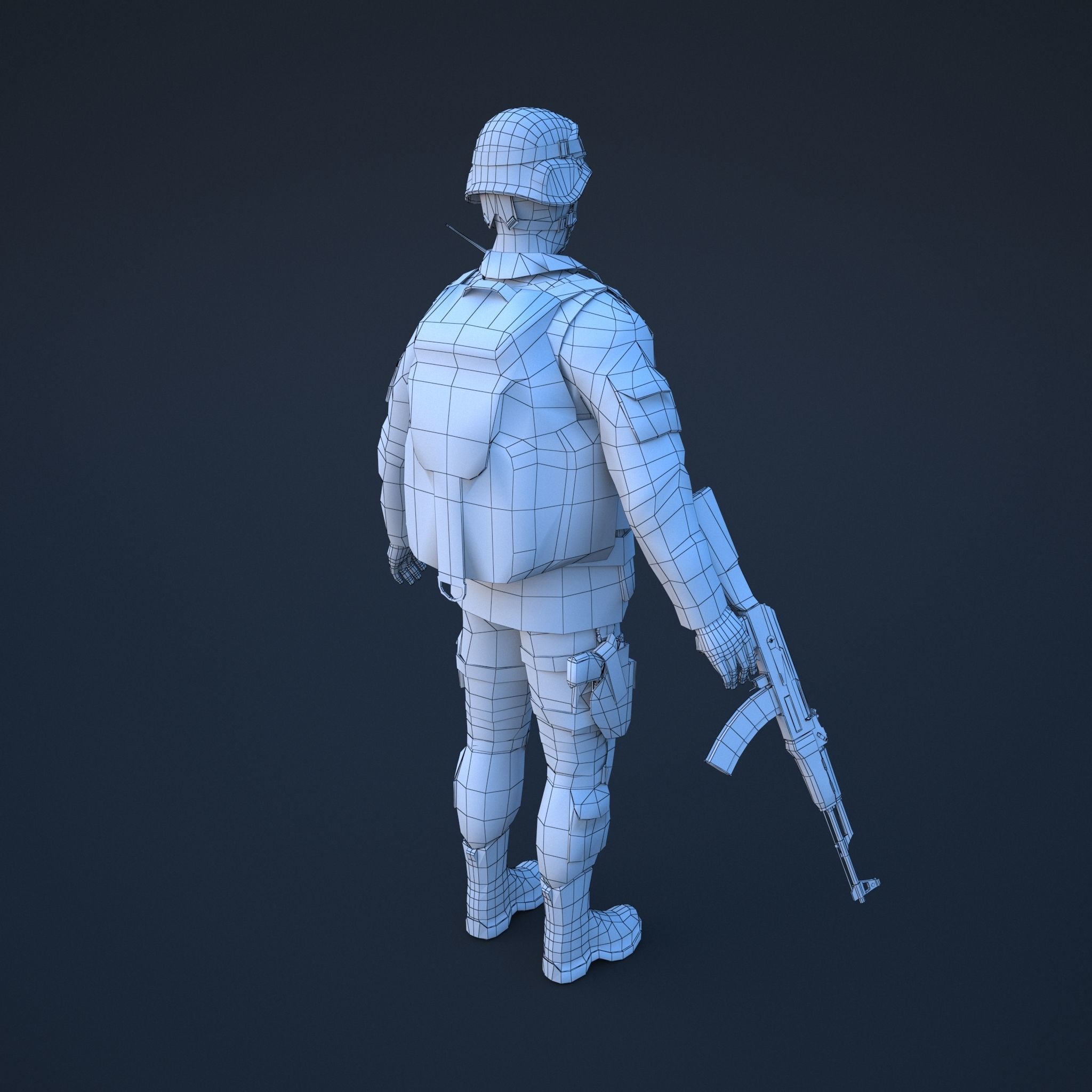 Soldier in camouflage Low-poly 3D model_19