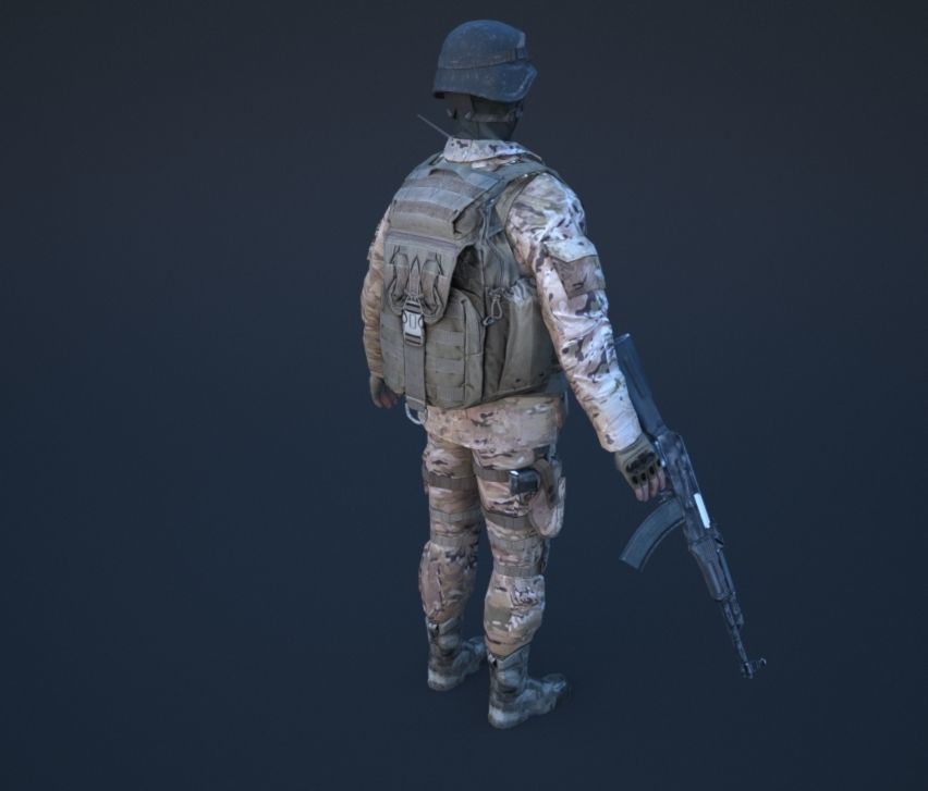 Soldier in camouflage Low-poly 3D model_44