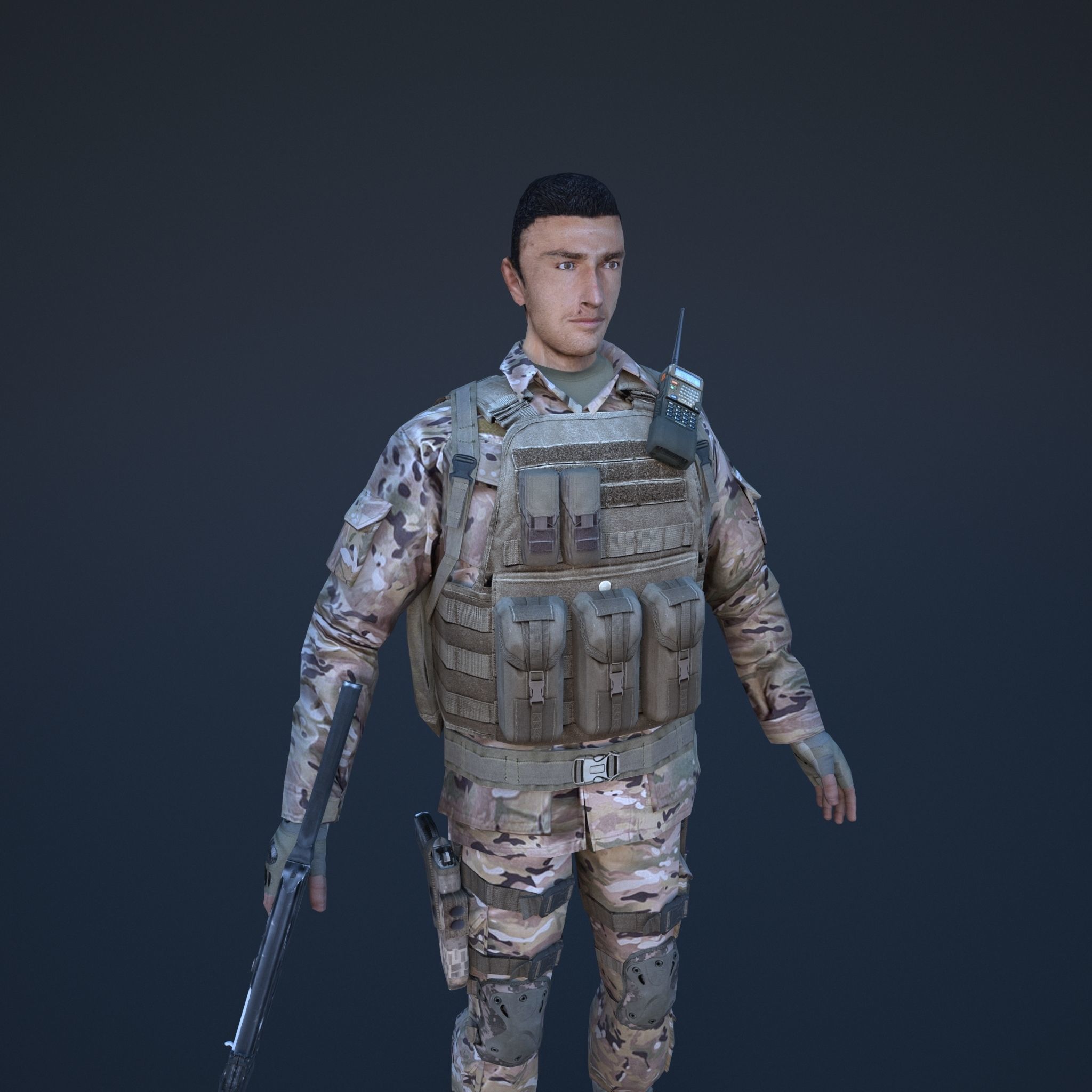Soldier in camouflage Low-poly 3D model_12