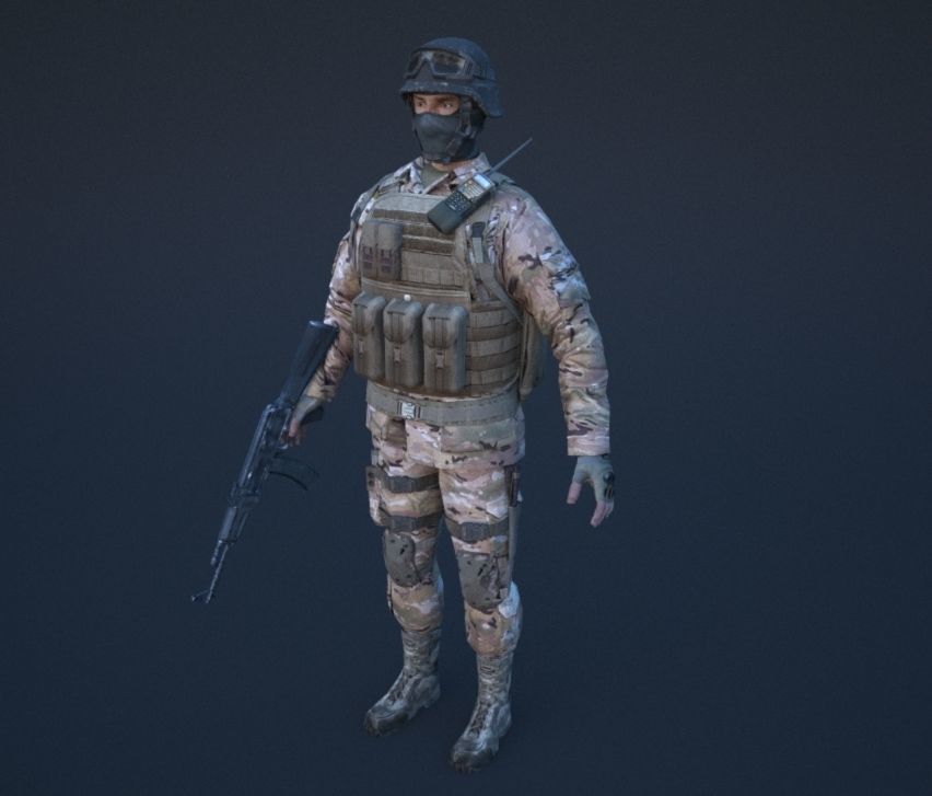 Soldier in camouflage Low-poly 3D model_25