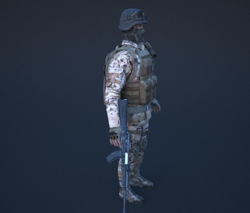 Soldier in camouflage Low-poly 3D model_51