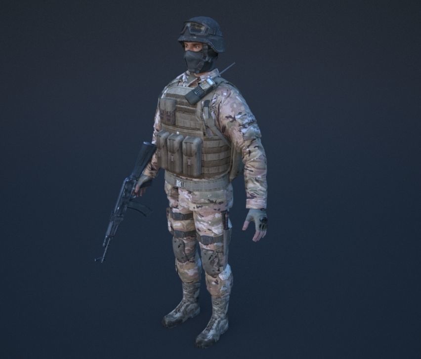 Soldier in camouflage Low-poly 3D model_26
