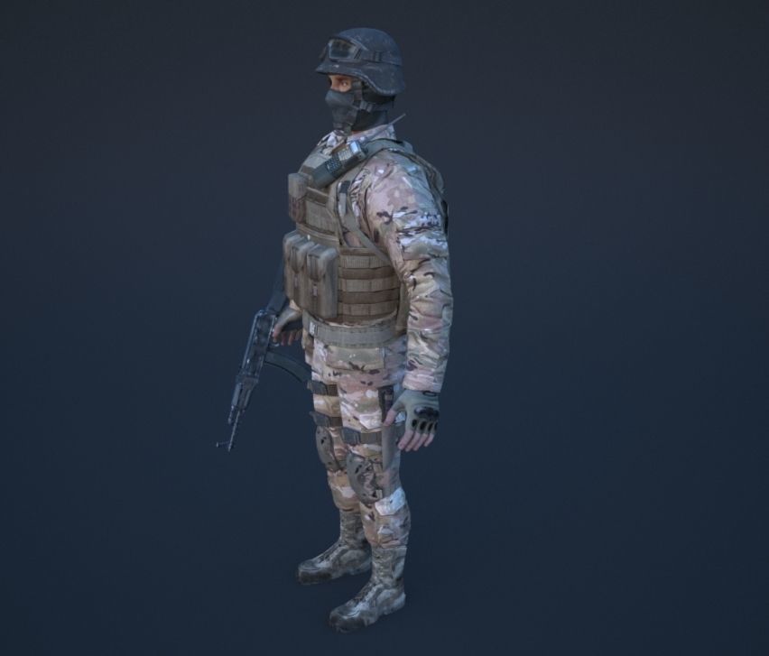 Soldier in camouflage Low-poly 3D model_28