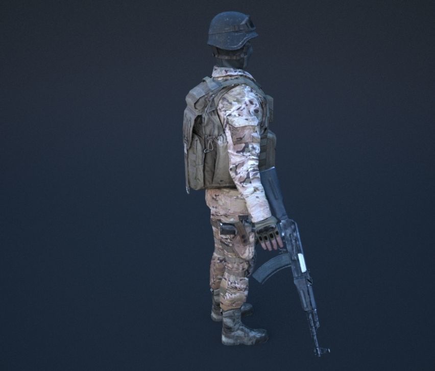 Soldier in camouflage Low-poly 3D model_47