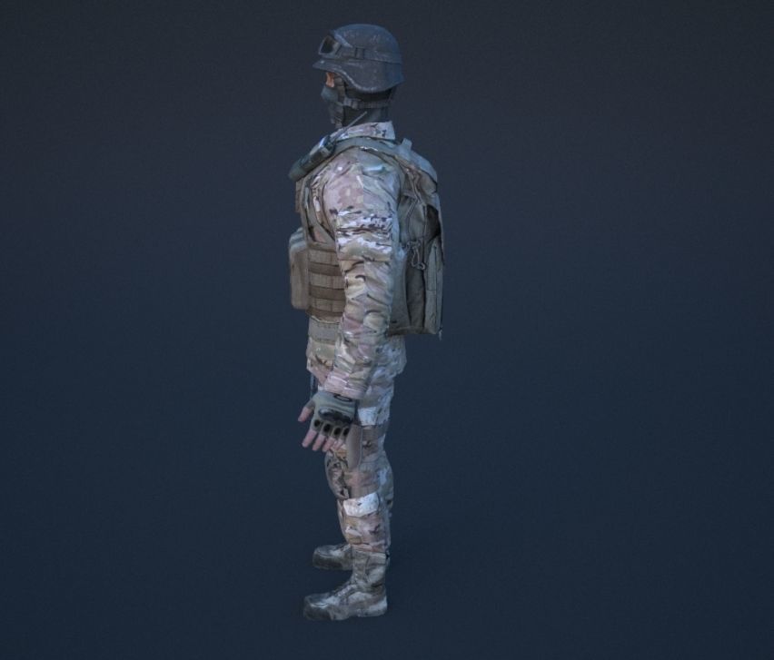 Soldier in camouflage Low-poly 3D model_31