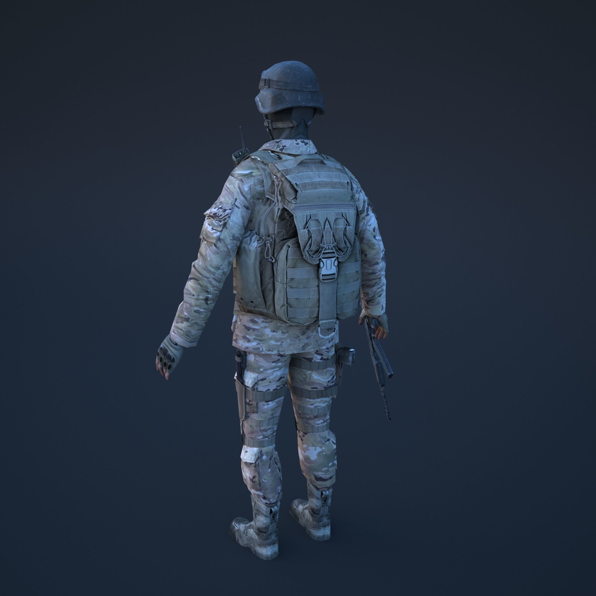 Soldier in camouflage Low-poly 3D model_3