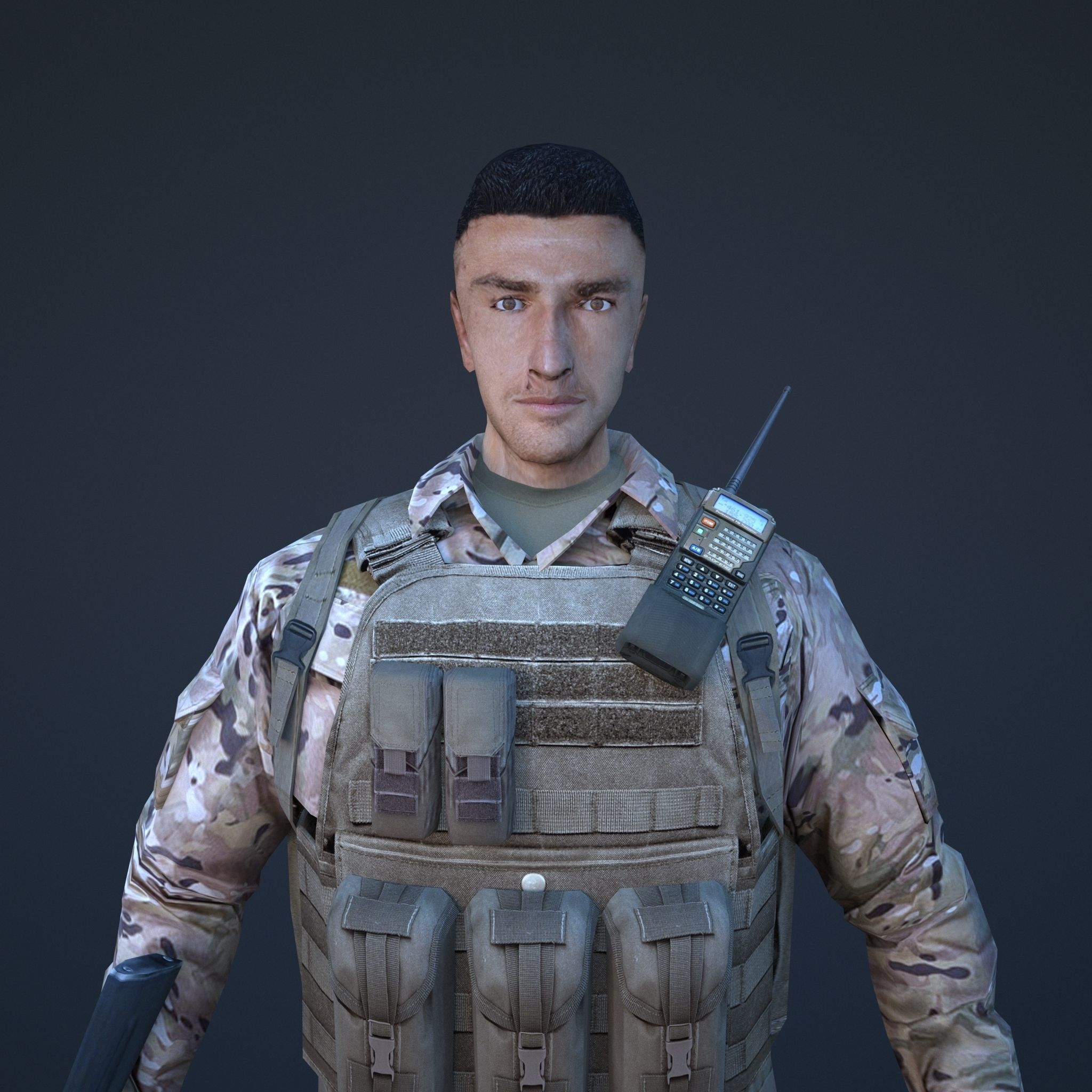 Soldier in camouflage Low-poly 3D model_11