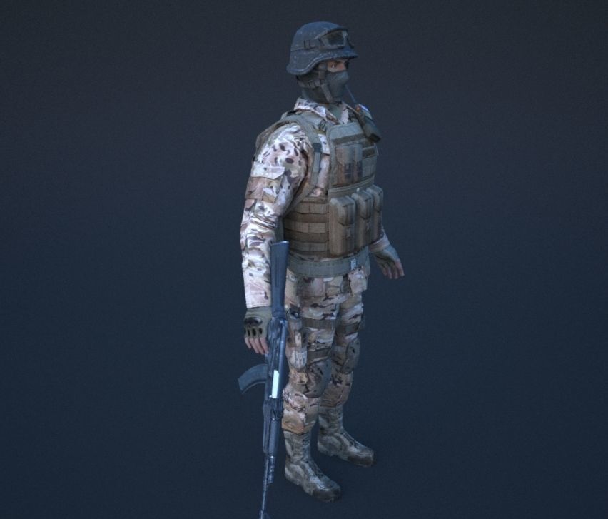 Soldier in camouflage Low-poly 3D model_52