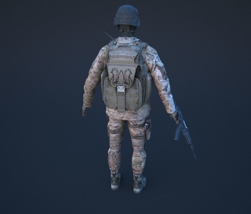 Soldier in camouflage Low-poly 3D model_41