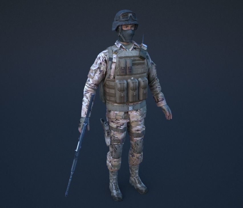 Soldier in camouflage Low-poly 3D model_55