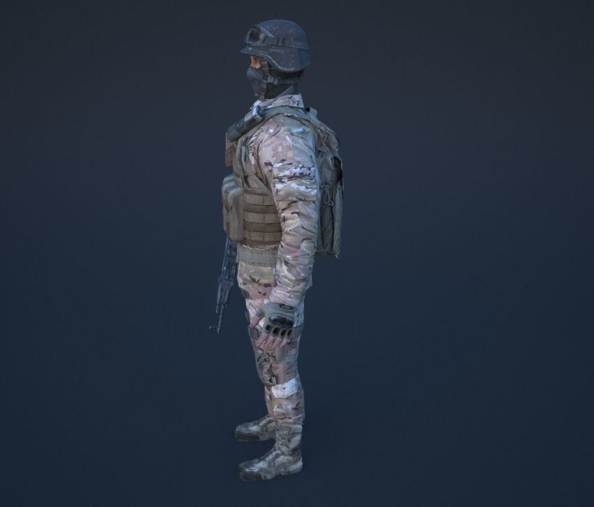 Soldier in camouflage Low-poly 3D model_30