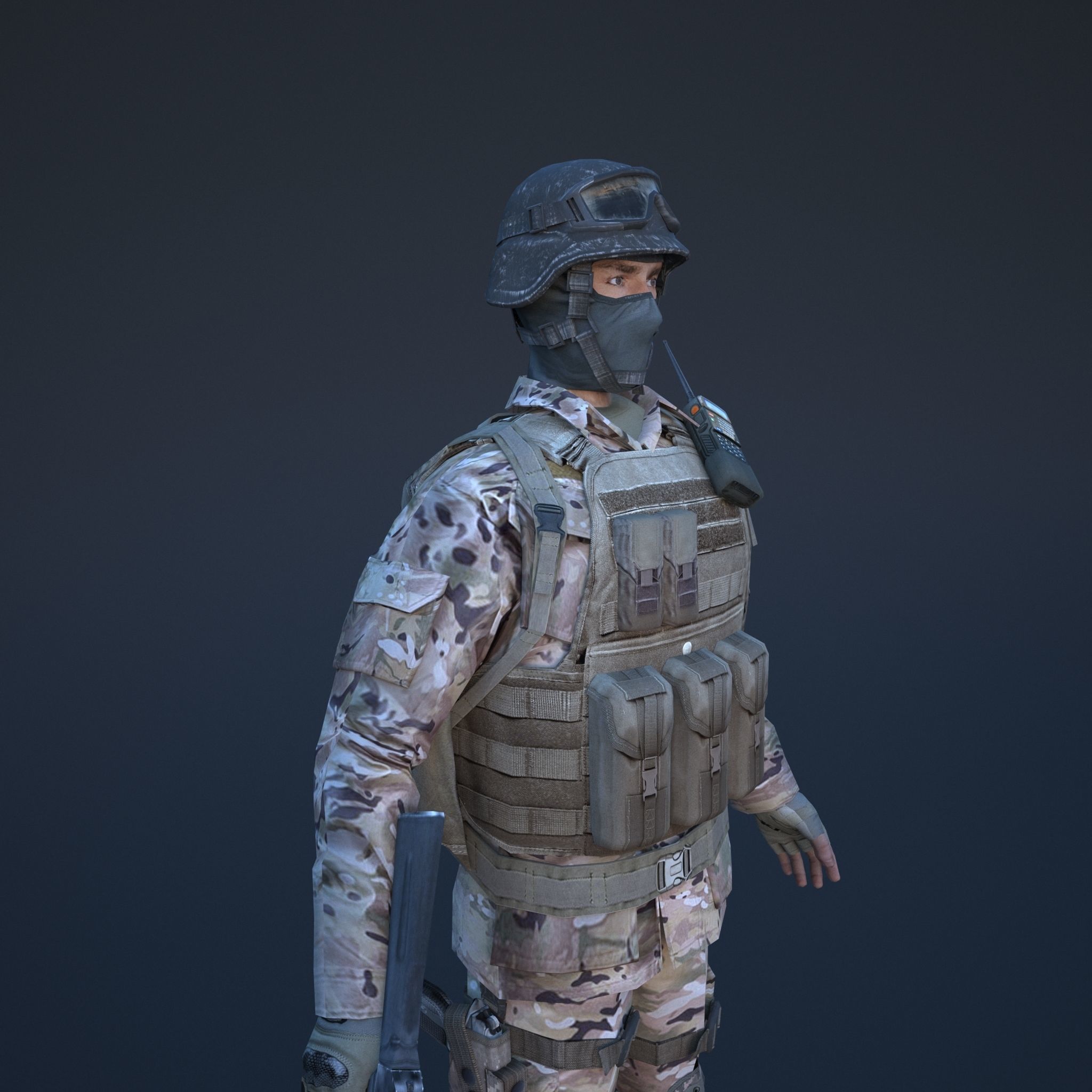 Soldier in camouflage Low-poly 3D model_4