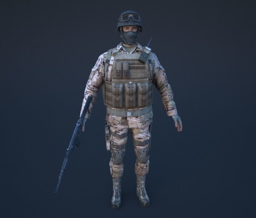 Soldier in camouflage Low-poly 3D model_21